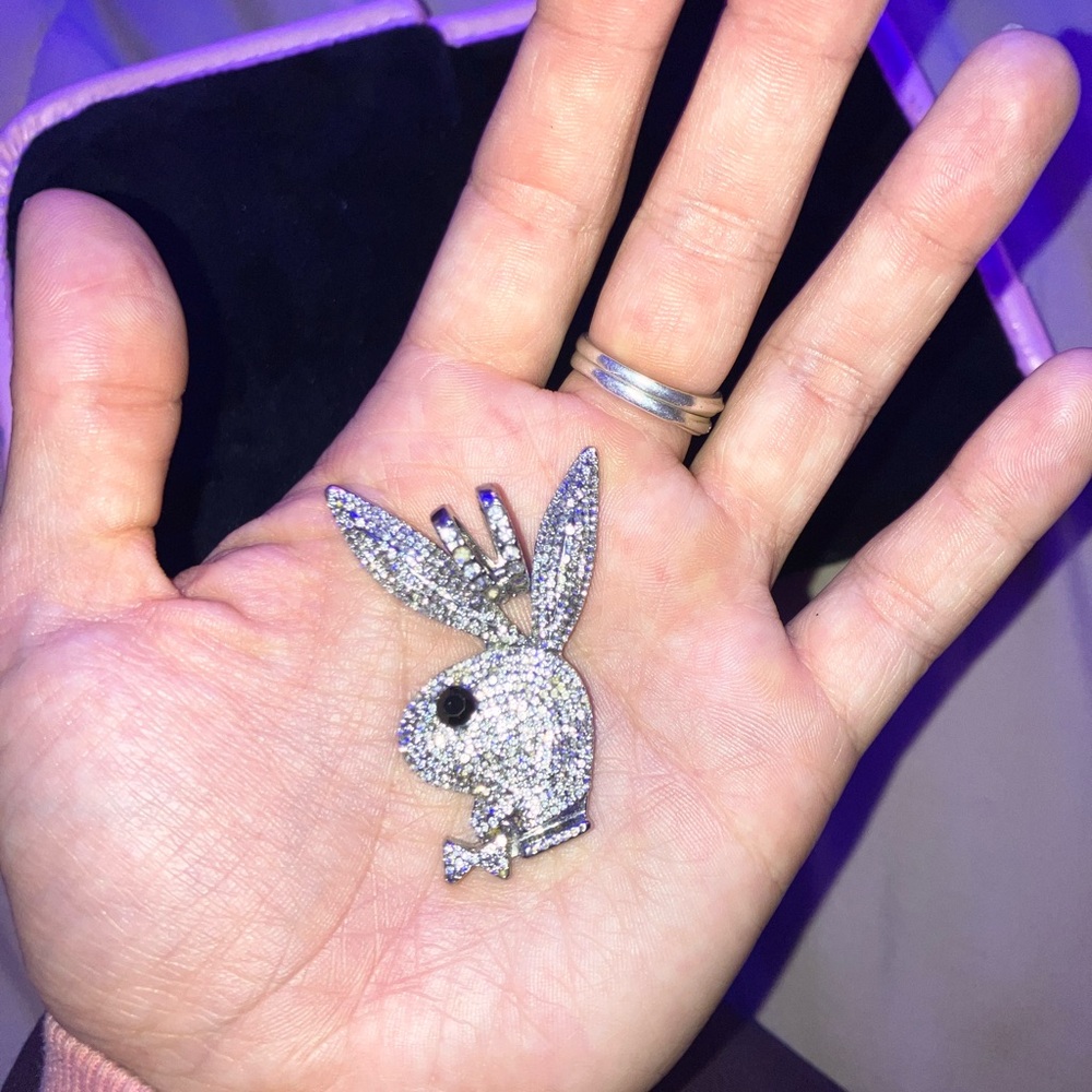 Silver Playboy Bunny Pendant New